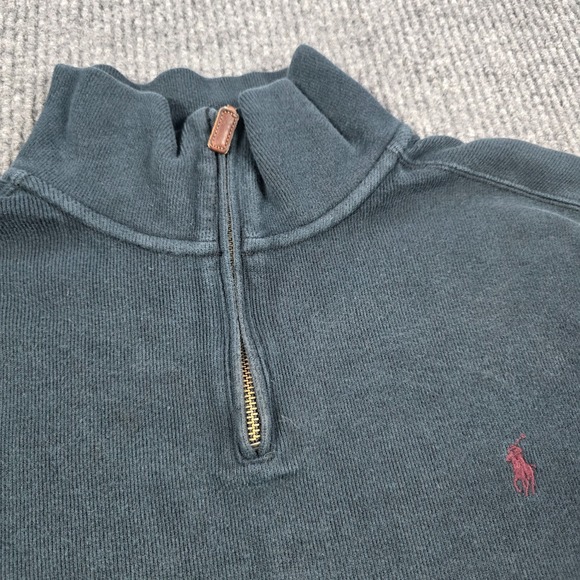 Polo Ralph Lauren Sweater Mens XXL 2XL Black 1/4 Zip Pullover Red Pony Preppy - Picture 5 of 9